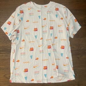 Nike Men's White Multicolor Logo T-Shirt